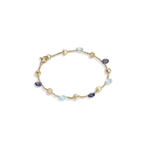 Paradise Collection 18K Yellow Gold Iolite and Blue Topaz Single Strand Bracelet