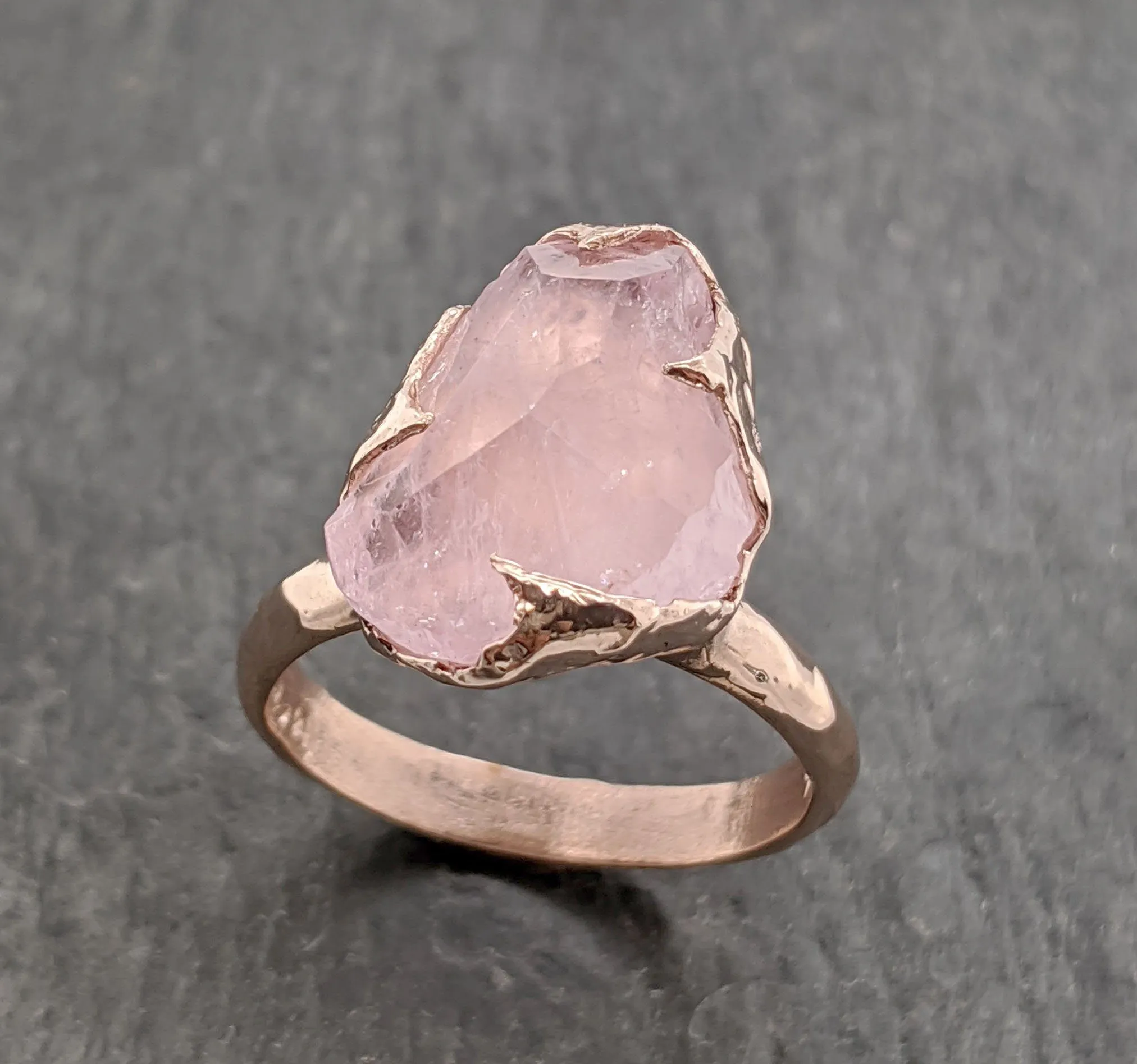 partially faceted morganite 14k rose gold solitaire pink gemstone ring statement ring gemstone jewelry byangeline 2095 Alternative Engagement