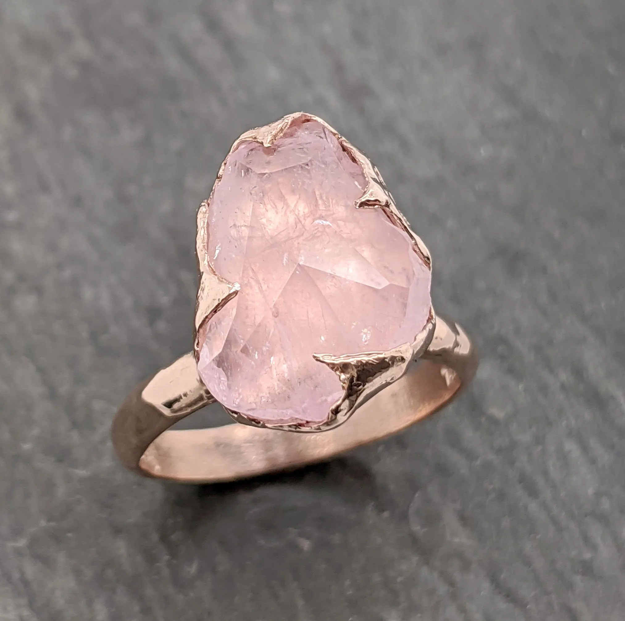 partially faceted morganite 14k rose gold solitaire pink gemstone ring statement ring gemstone jewelry byangeline 2095 Alternative Engagement