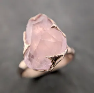 partially faceted morganite 14k rose gold solitaire pink gemstone ring statement ring gemstone jewelry byangeline 2095 Alternative Engagement