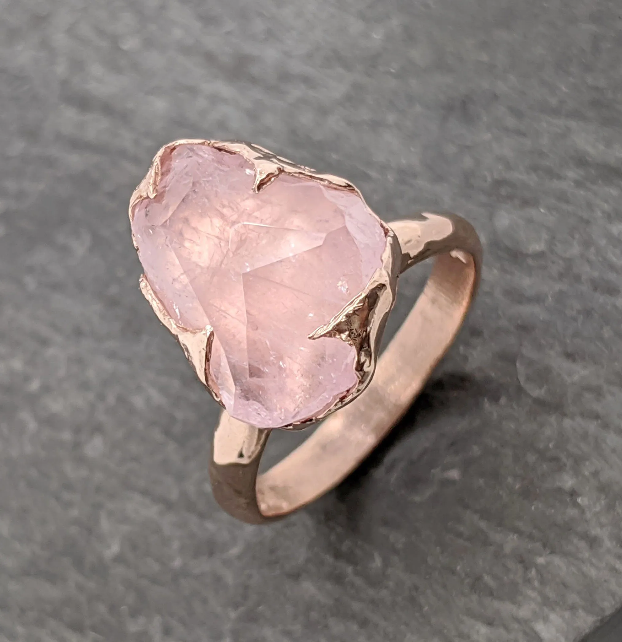 partially faceted morganite 14k rose gold solitaire pink gemstone ring statement ring gemstone jewelry byangeline 2095 Alternative Engagement