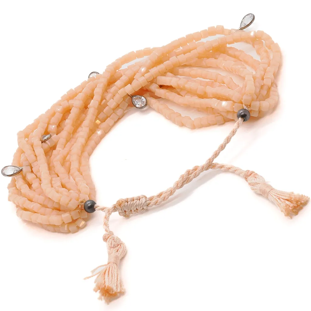 Pastel Color & Diamond Multi Strand Adjustable Bracelet