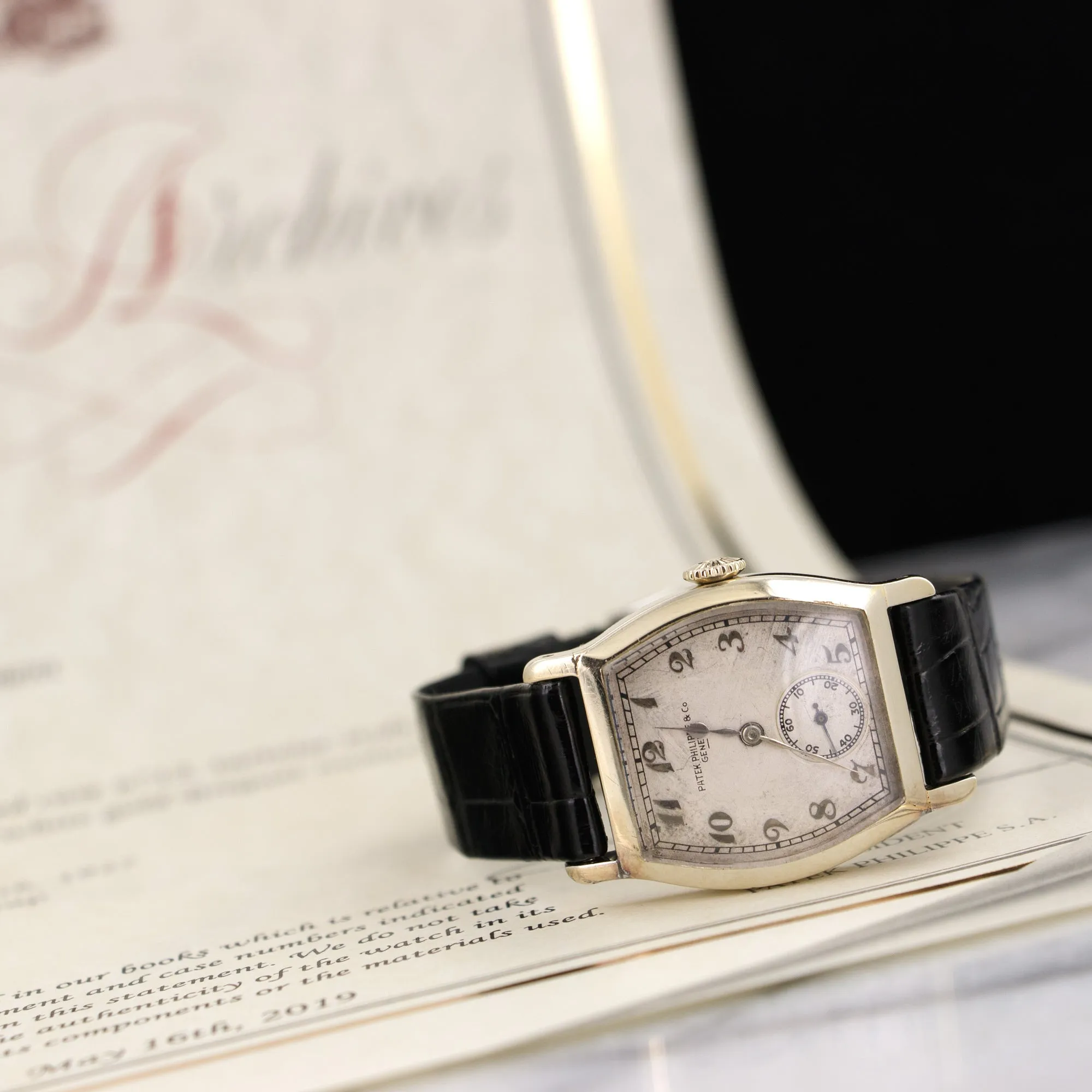 Patek Philippe White Gold Tonneau Watch from 1927