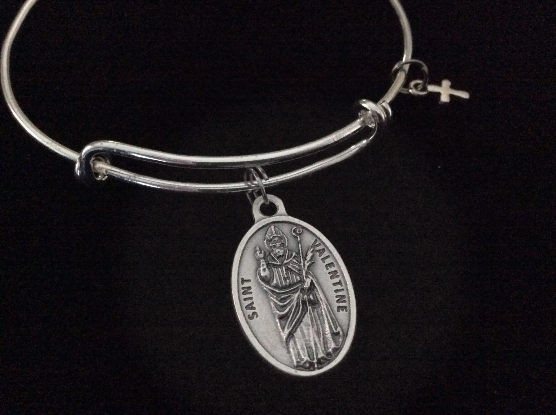 Patron Saint of Happy Marriage and Love Saint Valentine Expandable Bracelet Inspirational Jewelry Adjustable Bangle Catholic Medal Meaningful Gift