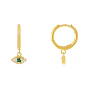 Pavé Mini Evil Eye Huggie Earring