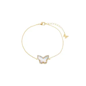 Pave Outline Colored Stone Butterfly Bracelet