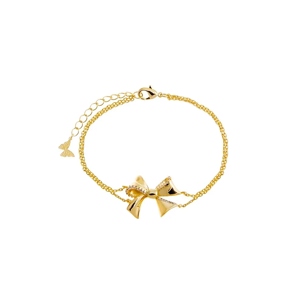 Pave Outlined Bow Tie Pendant Bracelet