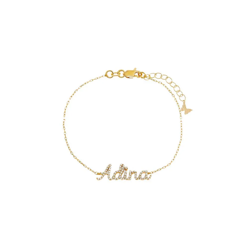 Pave Script Nameplate Bracelet
