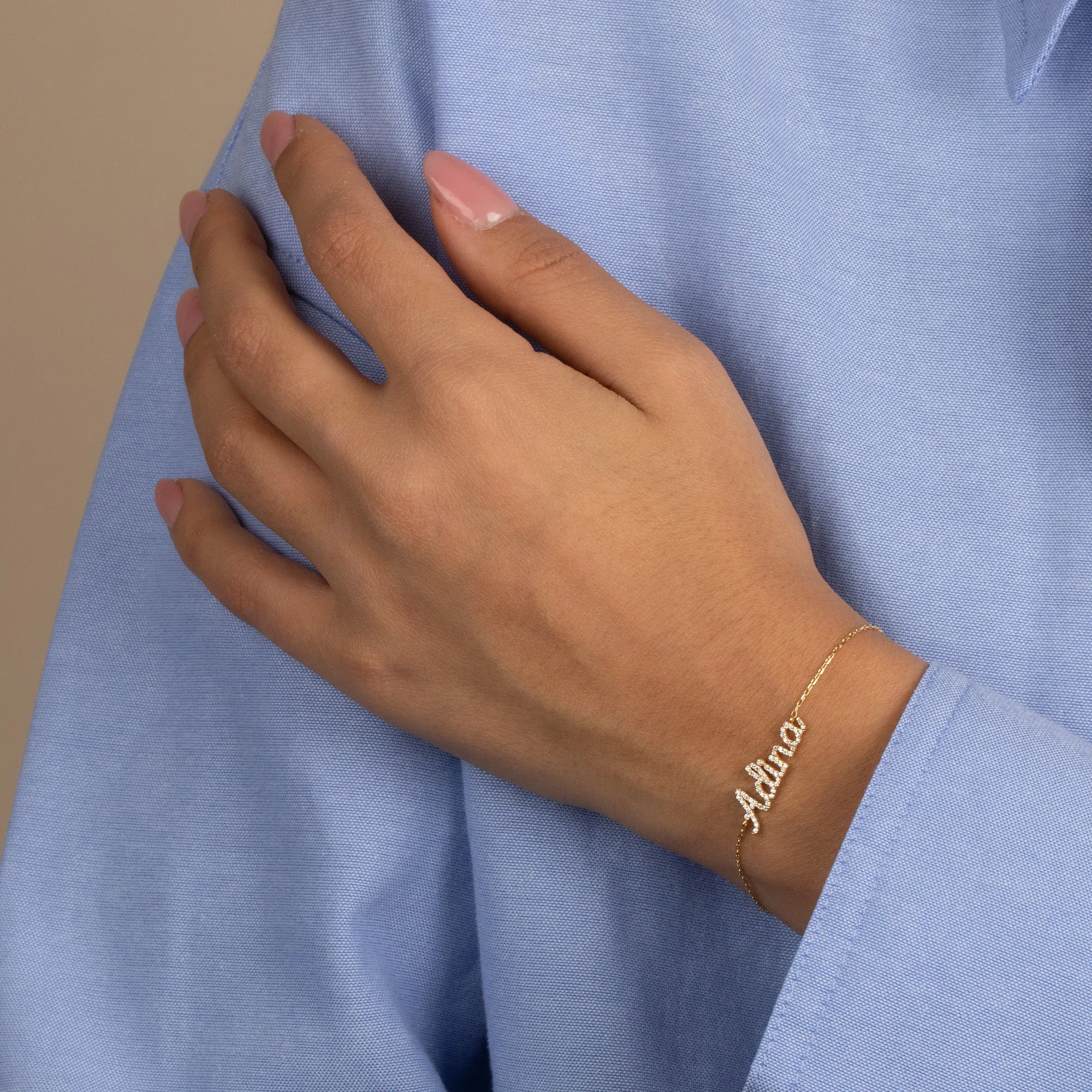 Pave Script Nameplate Bracelet