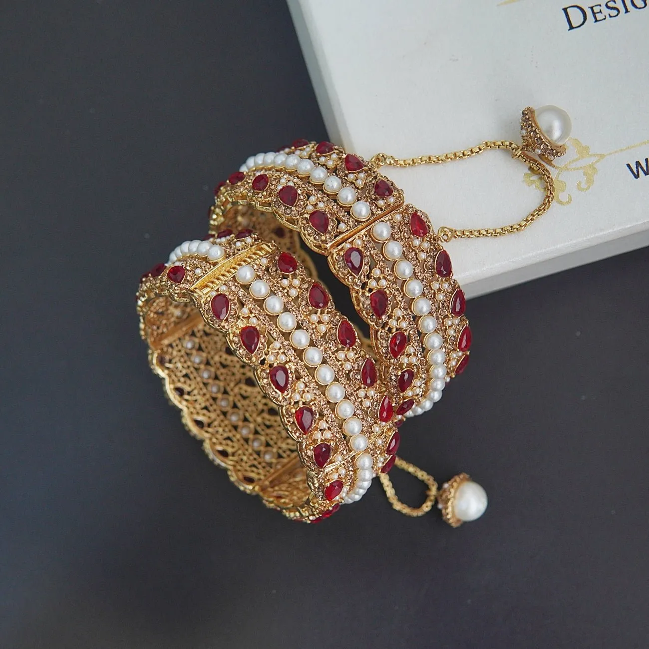 Pearl & Zircons Openable Kangan Pair