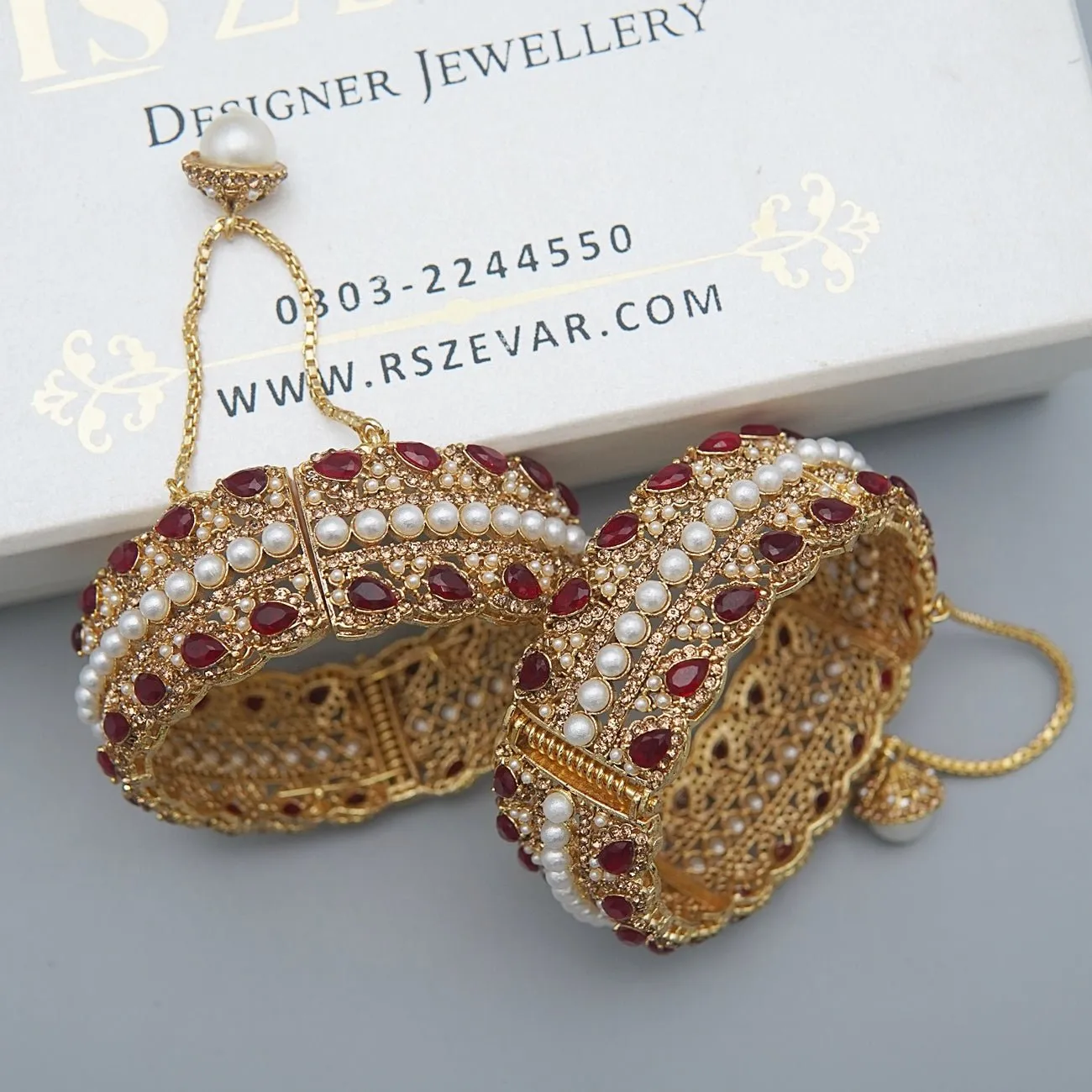 Pearl & Zircons Openable Kangan Pair