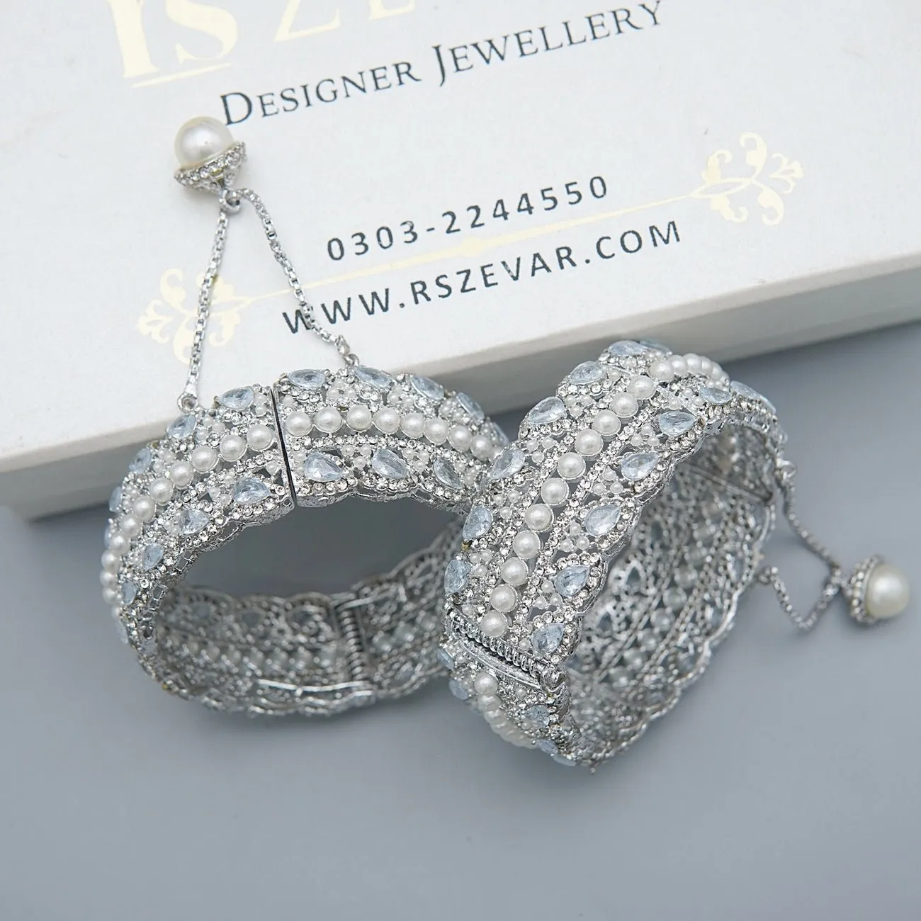 Pearl & Zircons Openable Kangan Pair