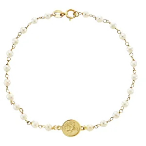 Pearl Bracelet with Guardian Angel Medal