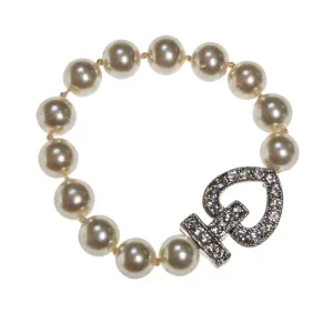 Pearl Bracelet with Rhinestone Heart Clasp