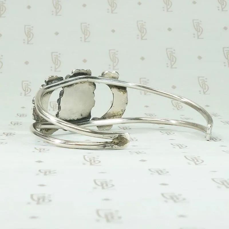 Petit Point Turquoise & Silver Cuff with Lunar Pattern