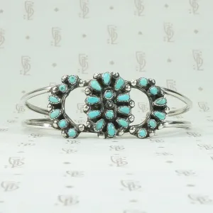 Petit Point Turquoise & Silver Cuff with Lunar Pattern