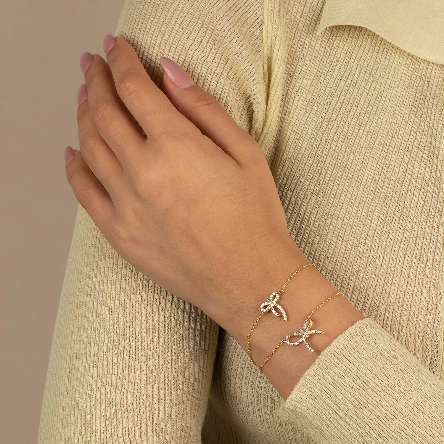 Petite Pave Bow Tie Pendant Bracelet