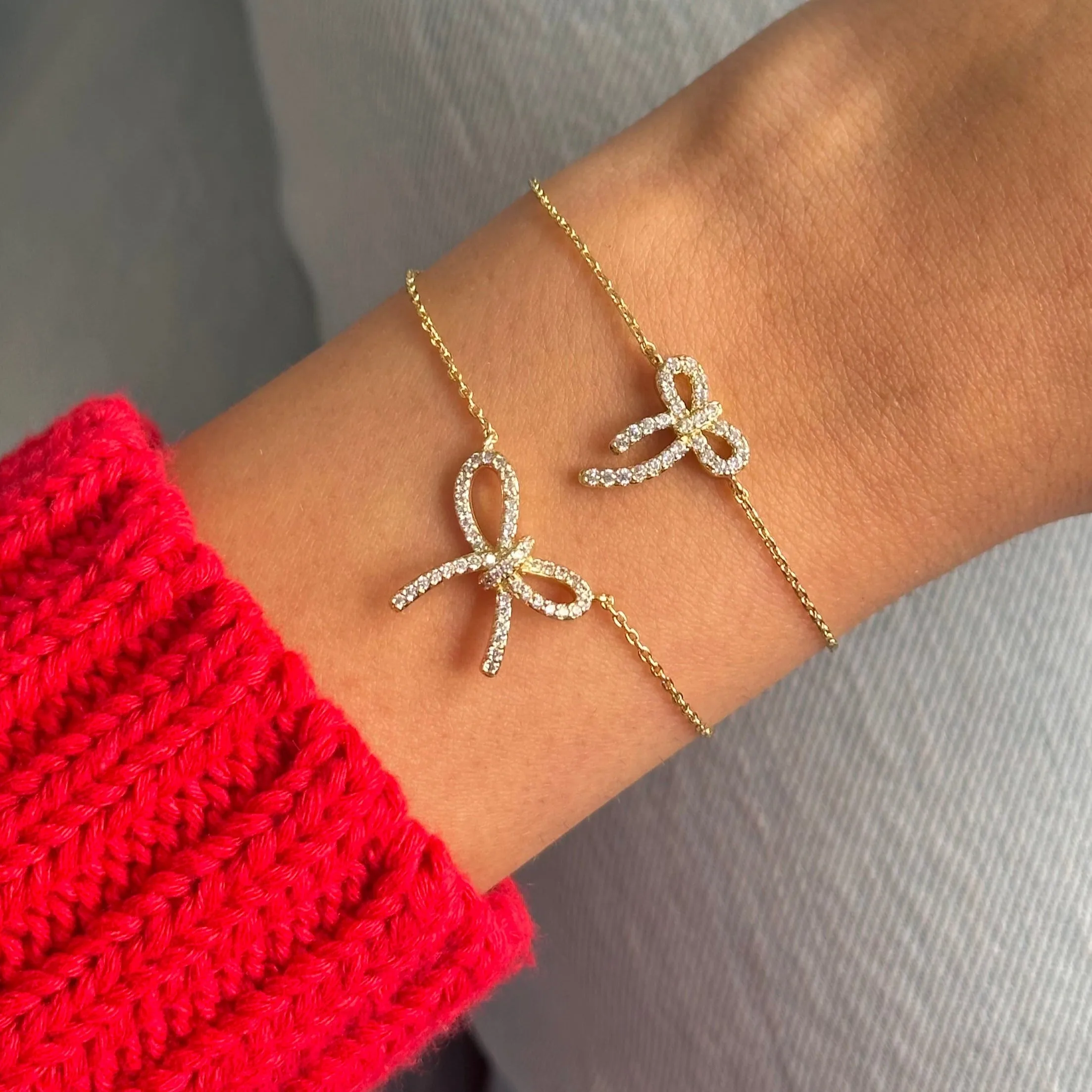 Petite Pave Bow Tie Pendant Bracelet