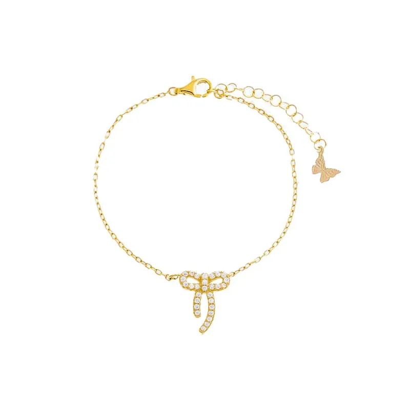 Petite Pave Bow Tie Pendant Bracelet