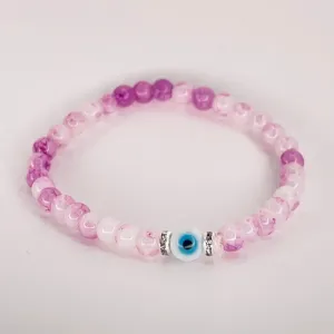 Pink Beaded Evil Eye Kids Bracelet – Playful Protection 