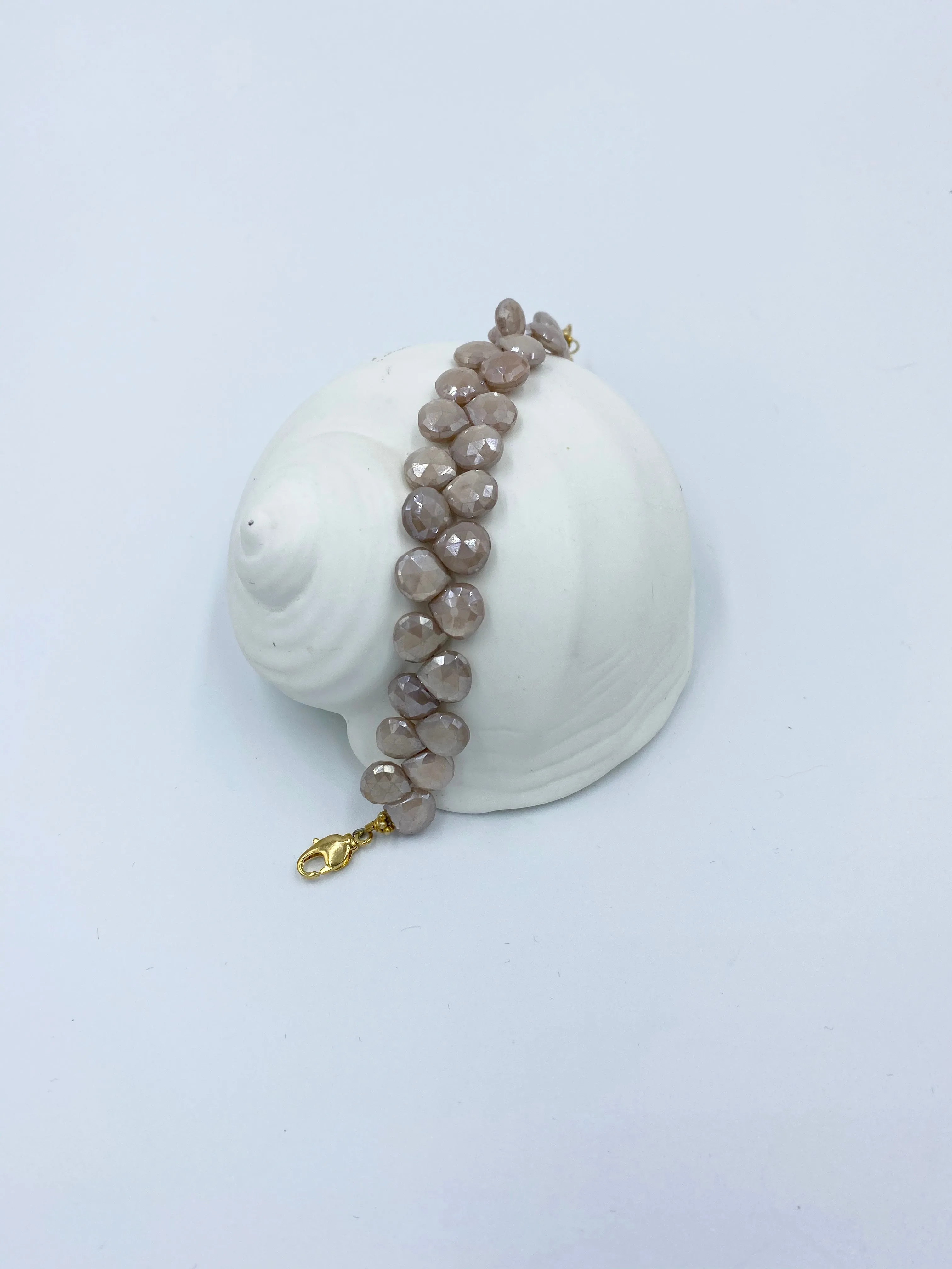 Pink Moonstone cluster bracelet