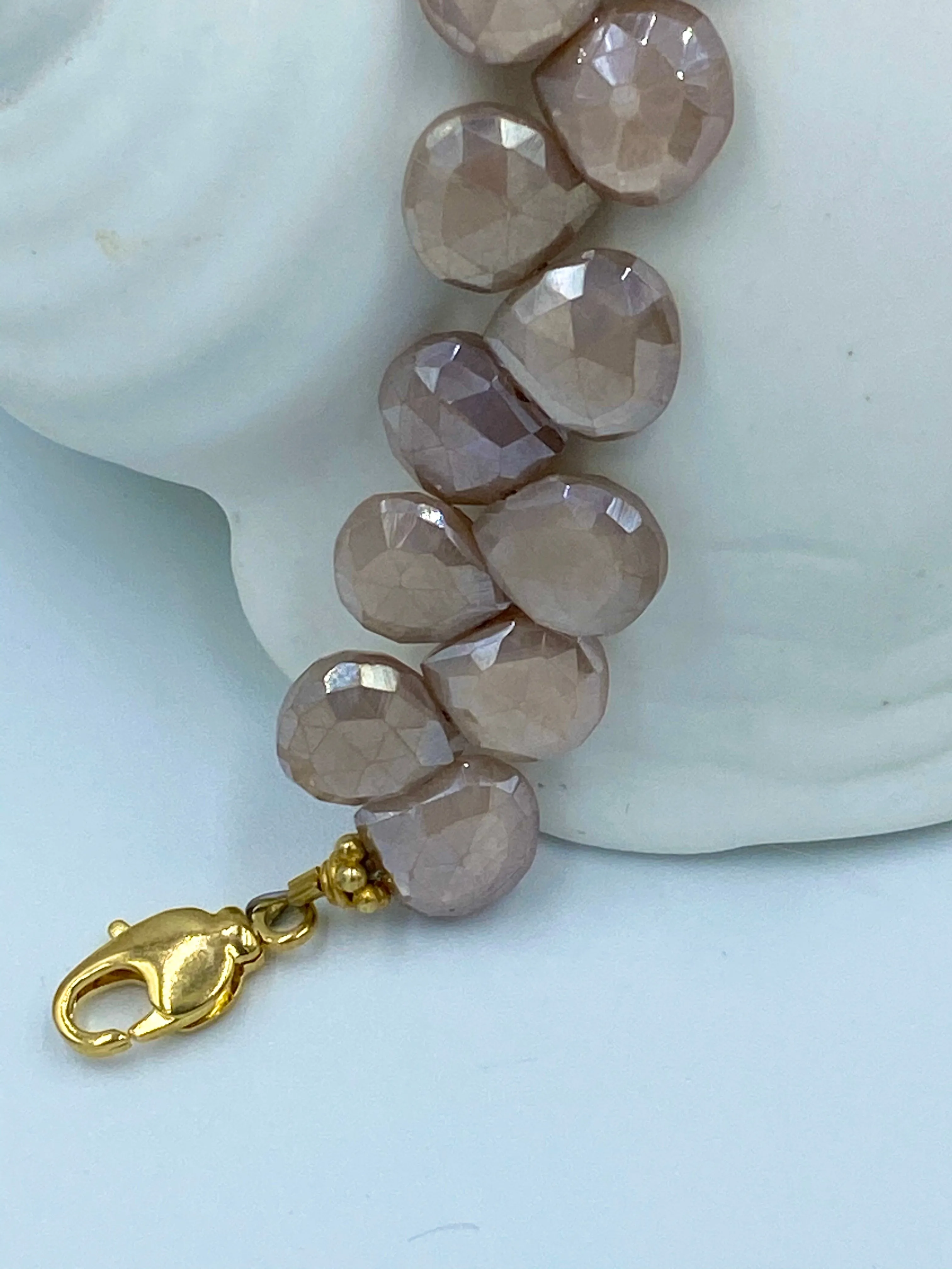 Pink Moonstone cluster bracelet