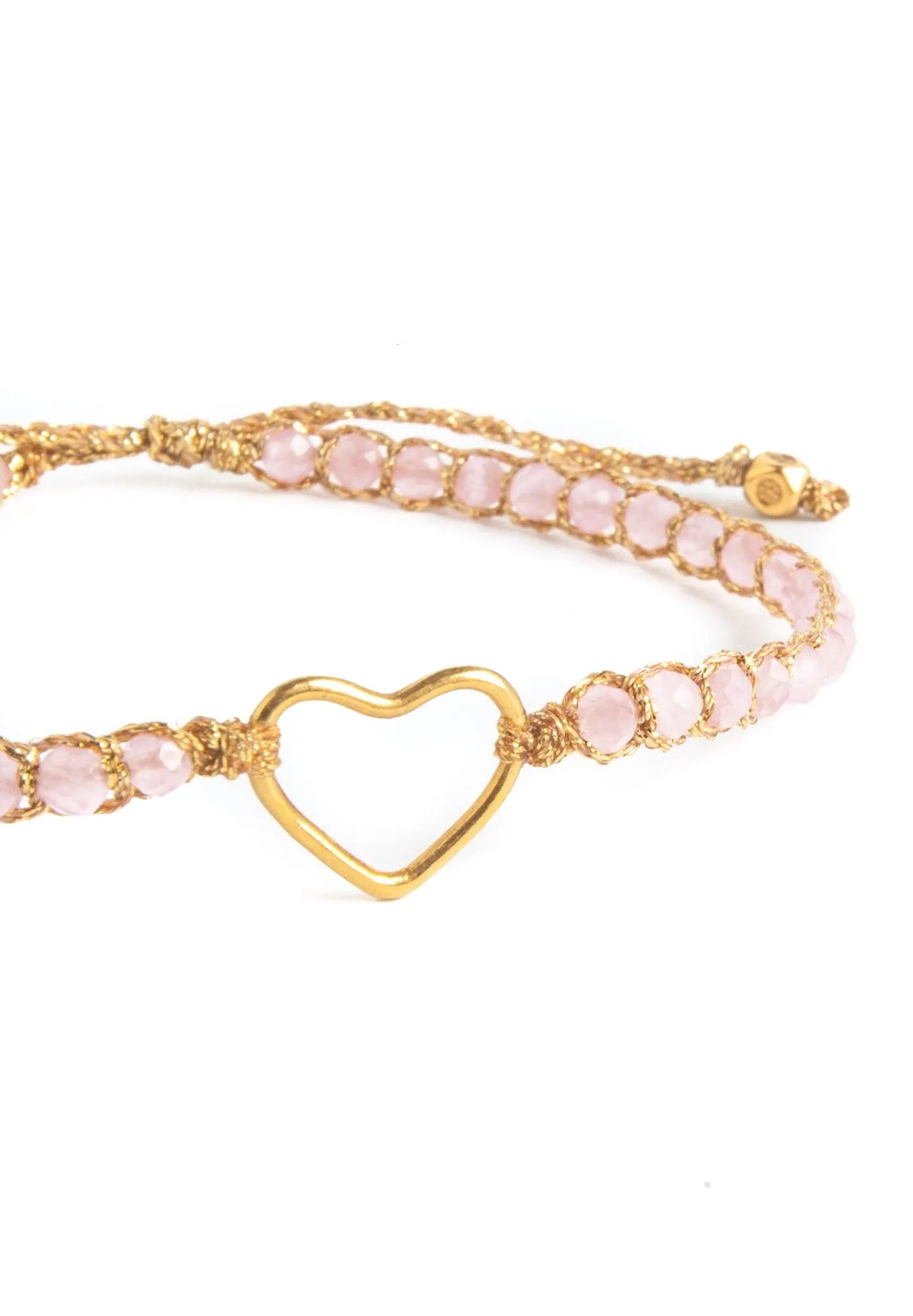 Pink Tourmaline Mozambique Heart Bracelet | Gold