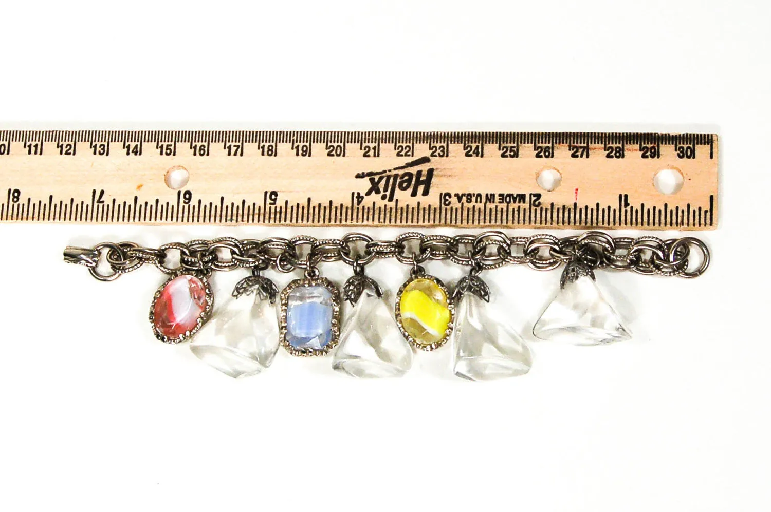 Pretty Pastel Colors and Lucite Cubes Charm Bracelet Mid Century Modern Era