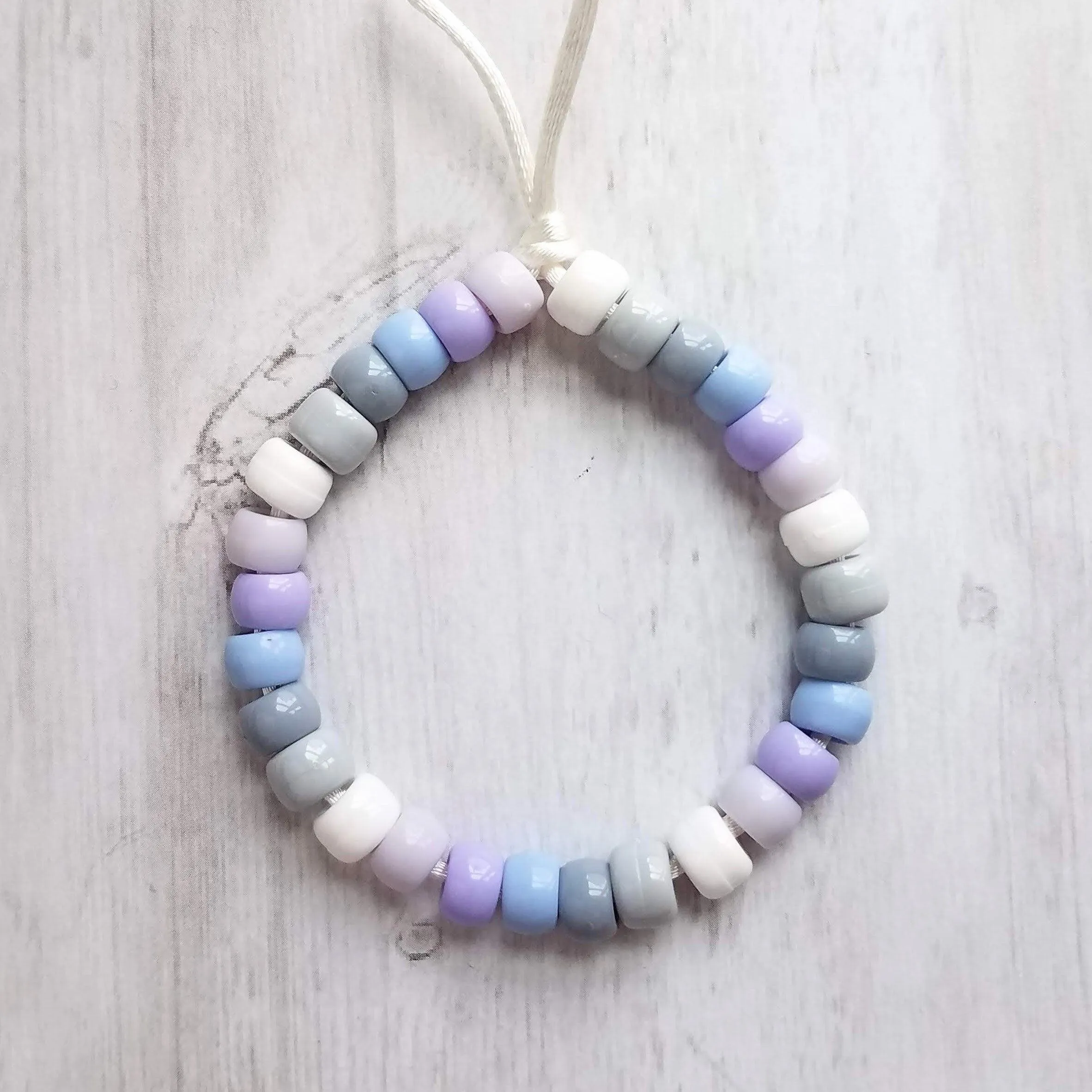 Purple Bracelet, purple bead bracelet, big bead bracelet, large bead bracelet, chunky beads, pony bead bracelet, tie on cord, knot tie cord