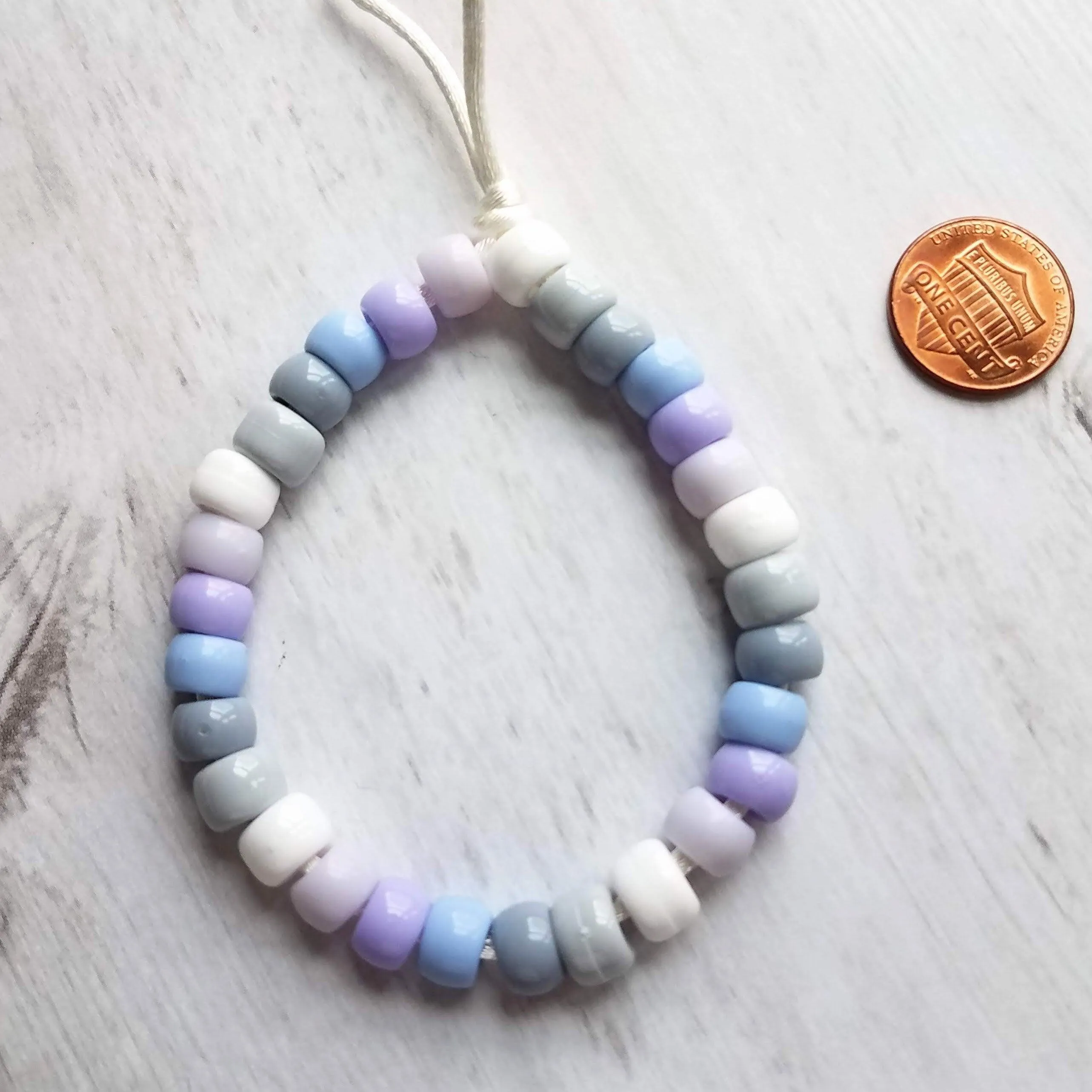 Purple Bracelet, purple bead bracelet, big bead bracelet, large bead bracelet, chunky beads, pony bead bracelet, tie on cord, knot tie cord