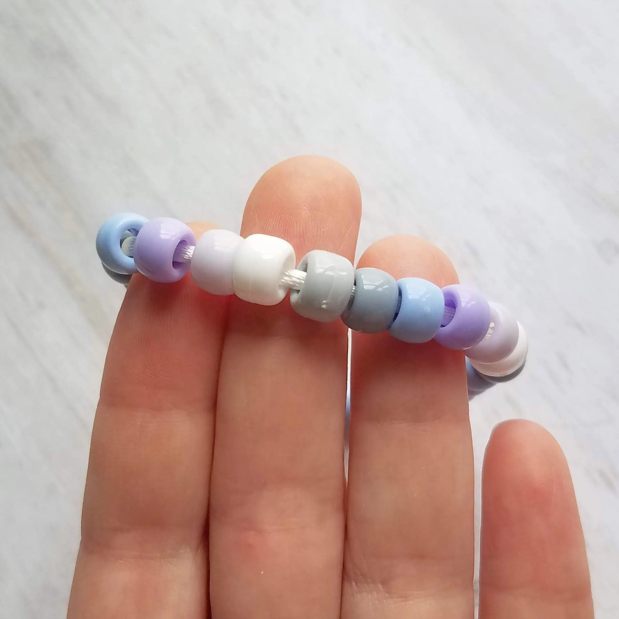 Purple Bracelet, purple bead bracelet, big bead bracelet, large bead bracelet, chunky beads, pony bead bracelet, tie on cord, knot tie cord