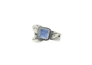 Purple Chalcedony Silver Leaf Ring