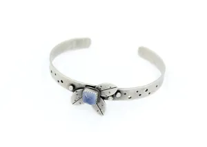 Purple Chalcedony Sterling Silver Leaf Cuff Bracelet
