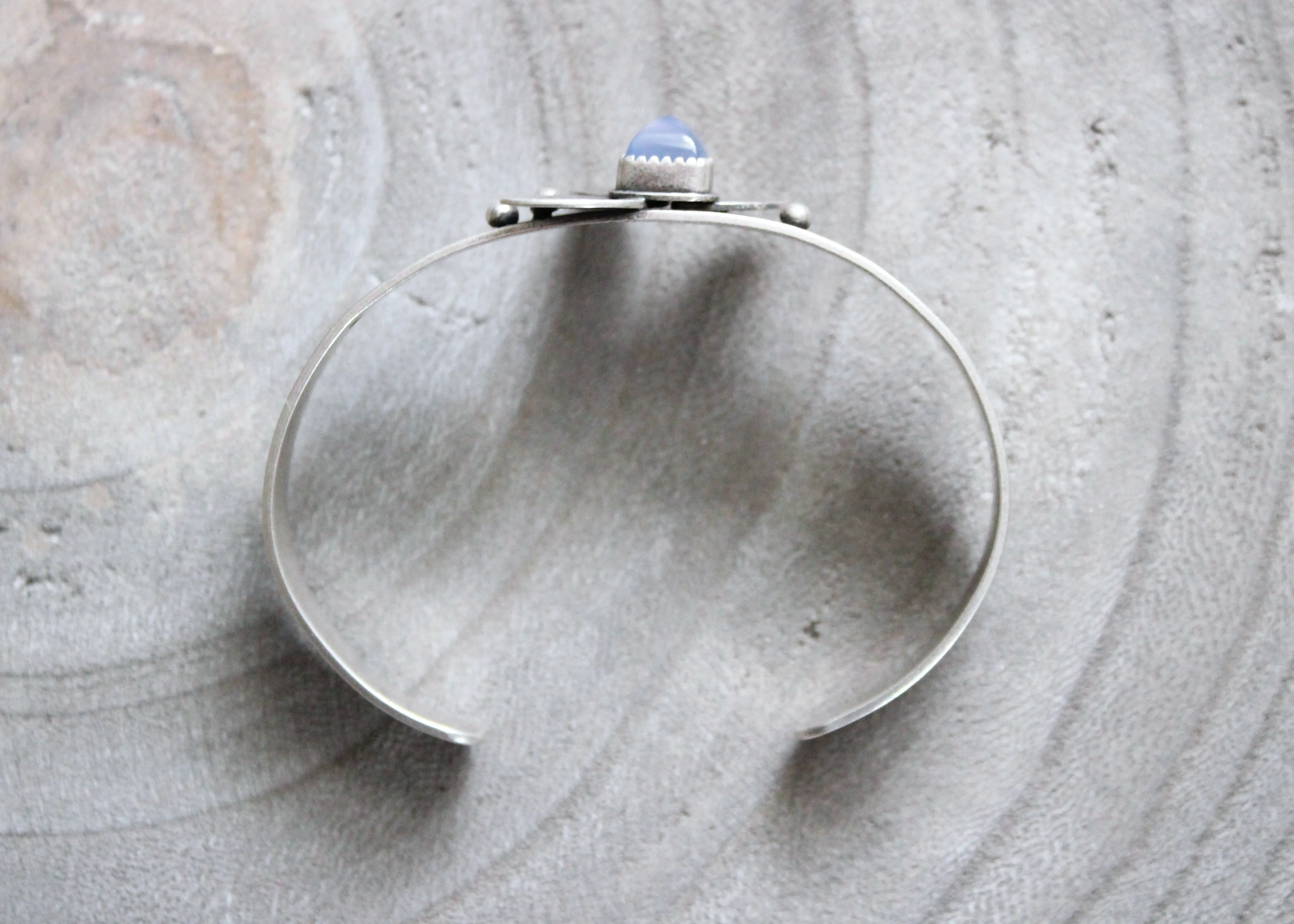 Purple Chalcedony Sterling Silver Leaf Cuff Bracelet