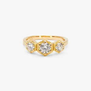 Queen White Diamond Triple Hexagon Ring | R8403W