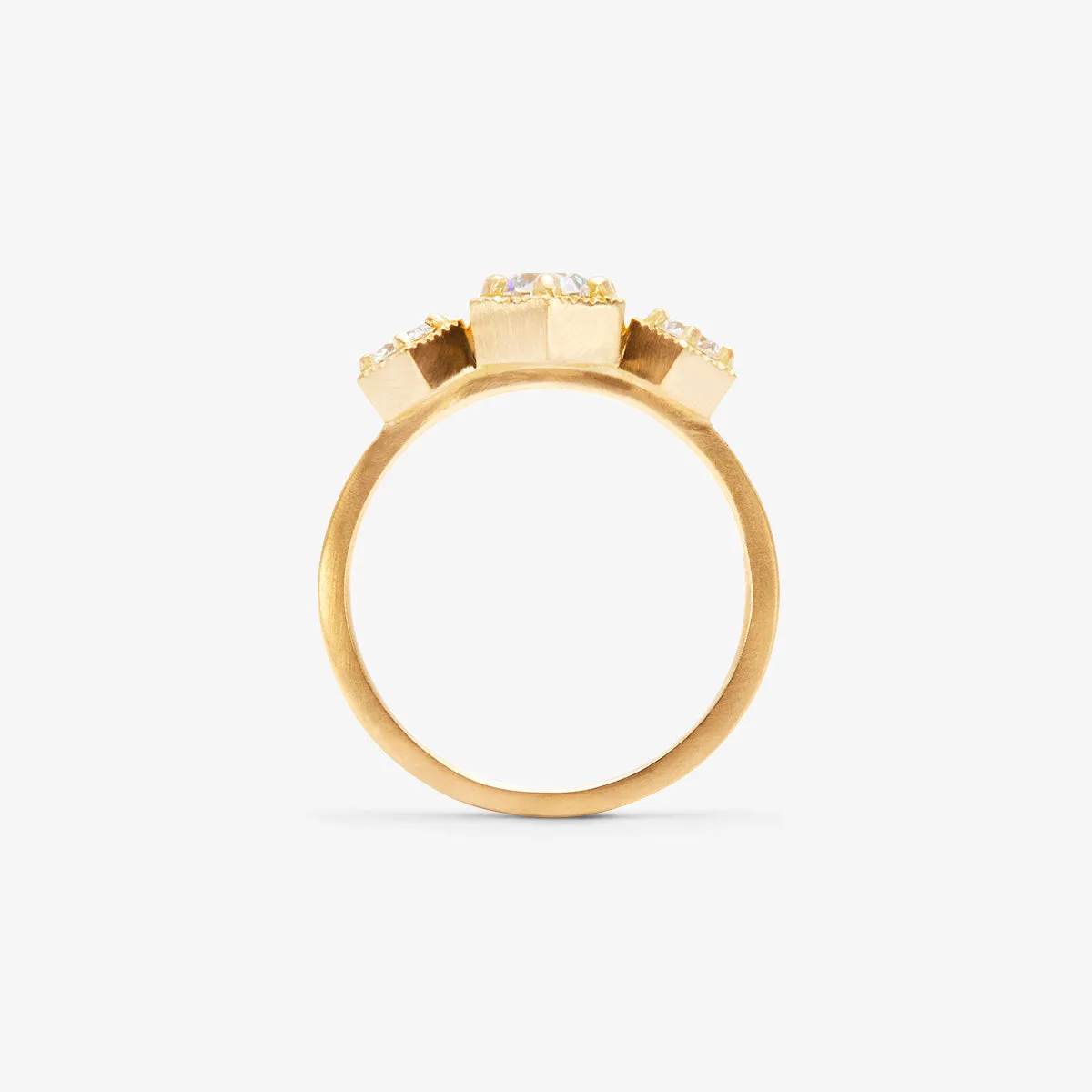 Queen White Diamond Triple Hexagon Ring | R8403W