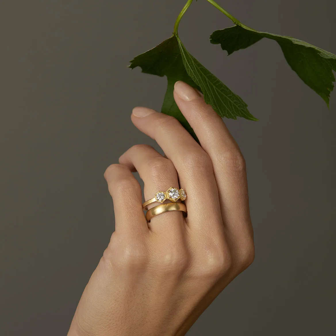 Queen White Diamond Triple Hexagon Ring | R8403W