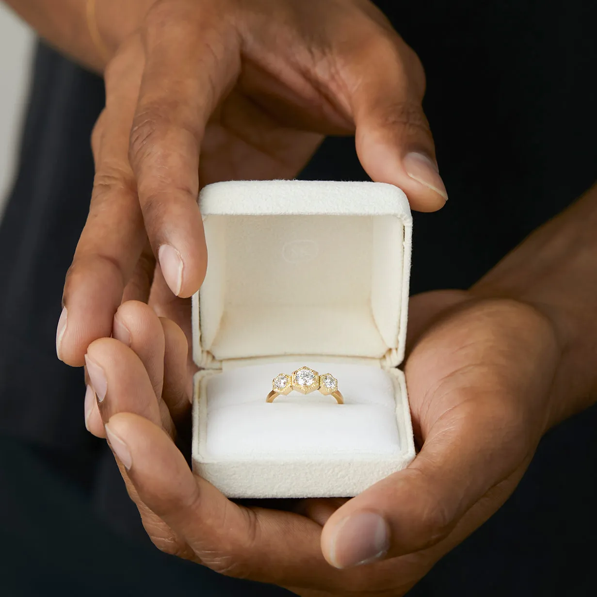 Queen White Diamond Triple Hexagon Ring | R8403W
