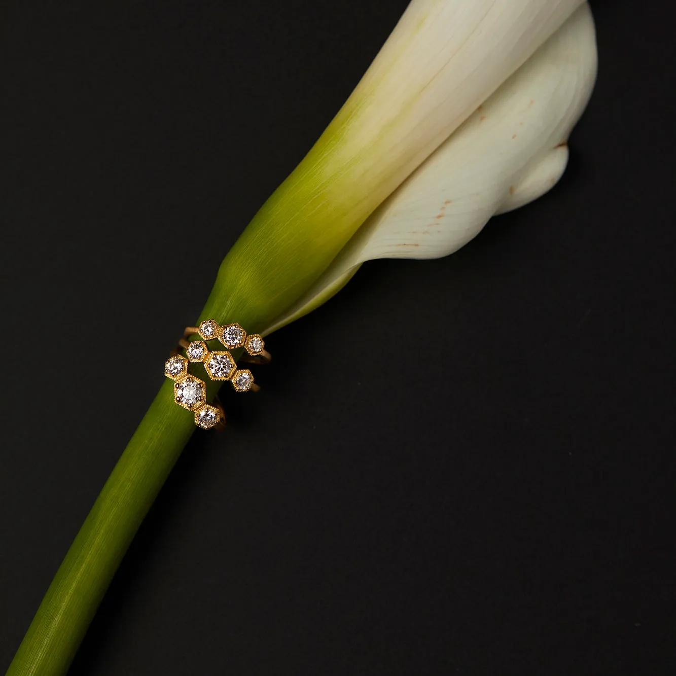 Queen White Diamond Triple Hexagon Ring | R8403W