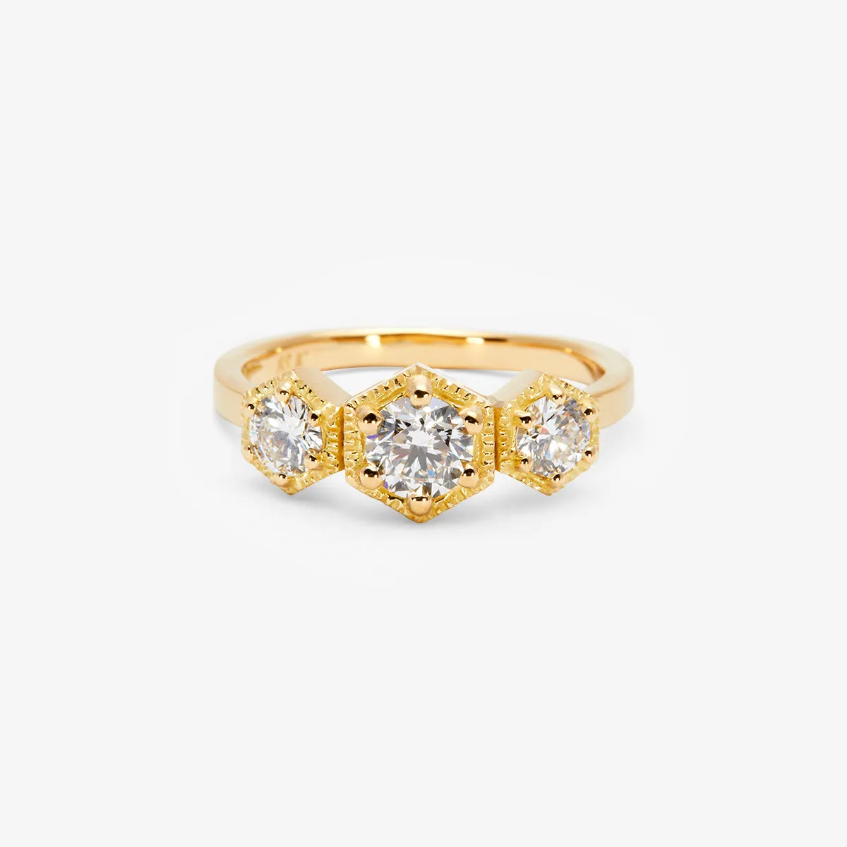 Queen White Diamond Triple Hexagon Ring | R8403W