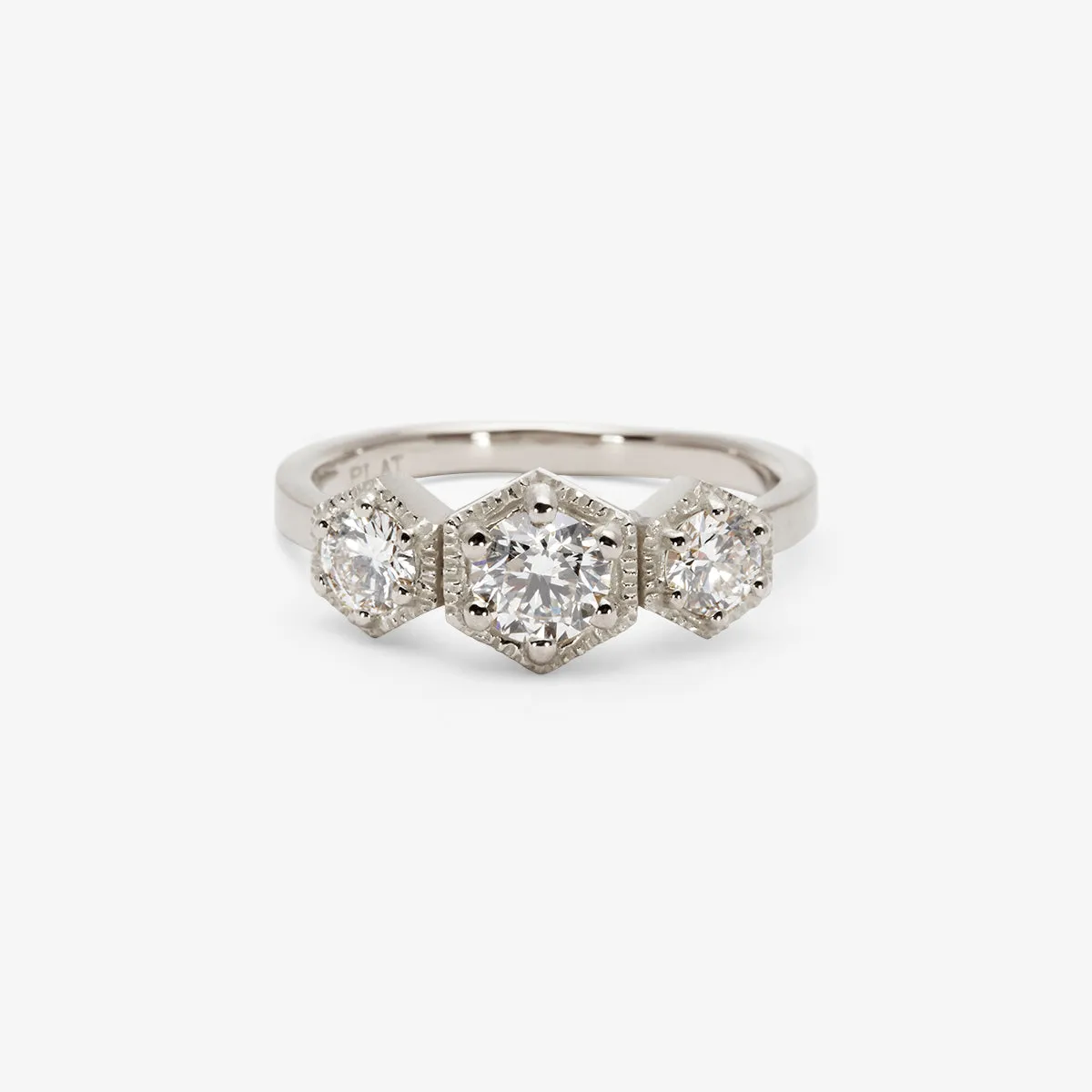 Queen White Diamond Triple Hexagon Ring | R8403W