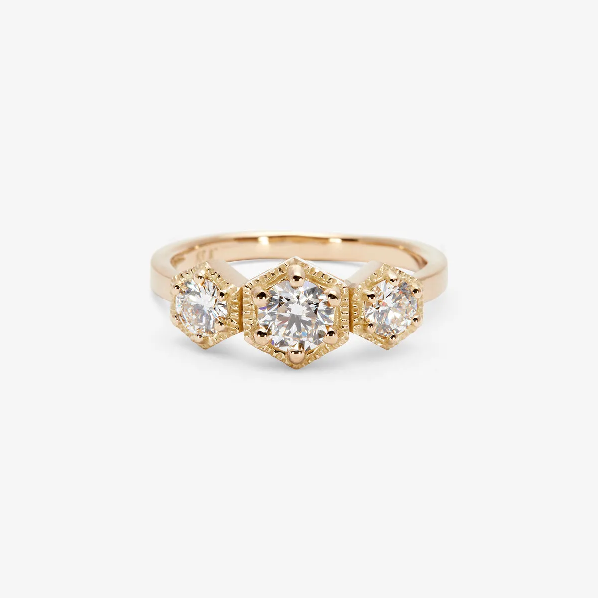 Queen White Diamond Triple Hexagon Ring | R8403W