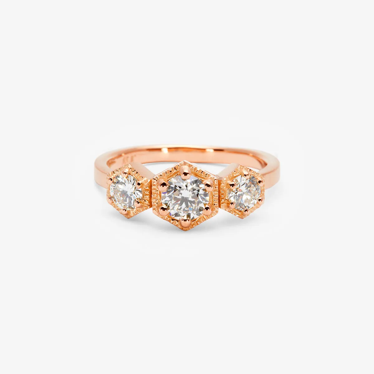 Queen White Diamond Triple Hexagon Ring | R8403W
