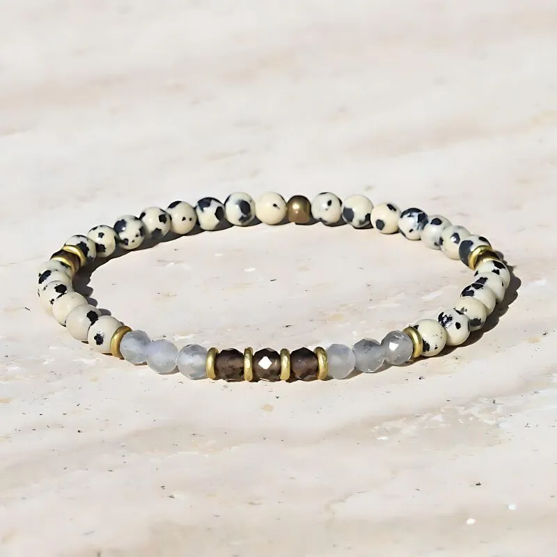 "Balance" Dalmatian Jasper and Labradorite Delicate Bracelet