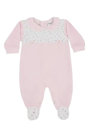 "Dottie" Pink Velour Floral Sleepsuit