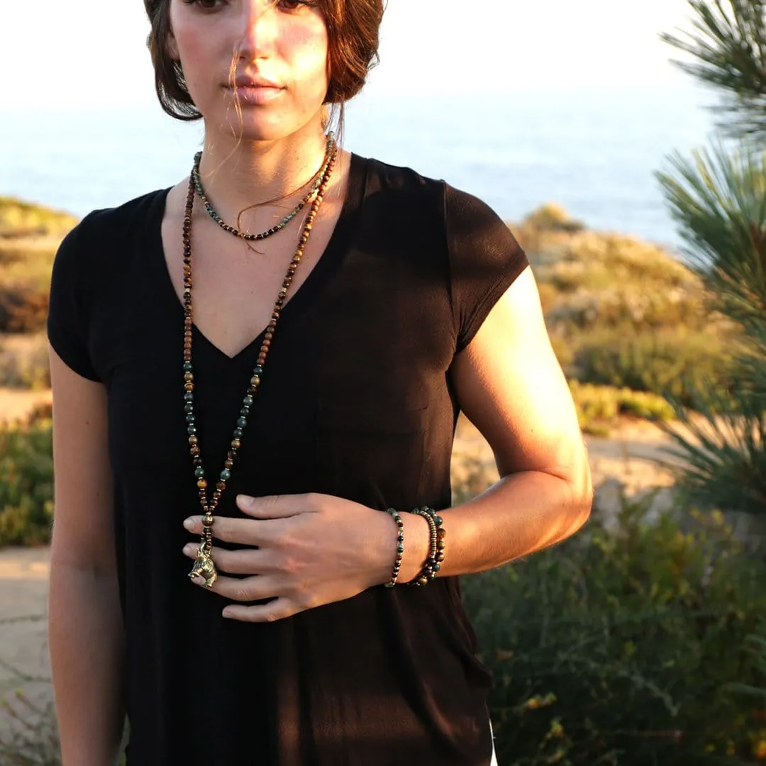 "Prosperity & Abundance" Moss Agate and Smoky Quartz Delicate Gemstone Bracelet