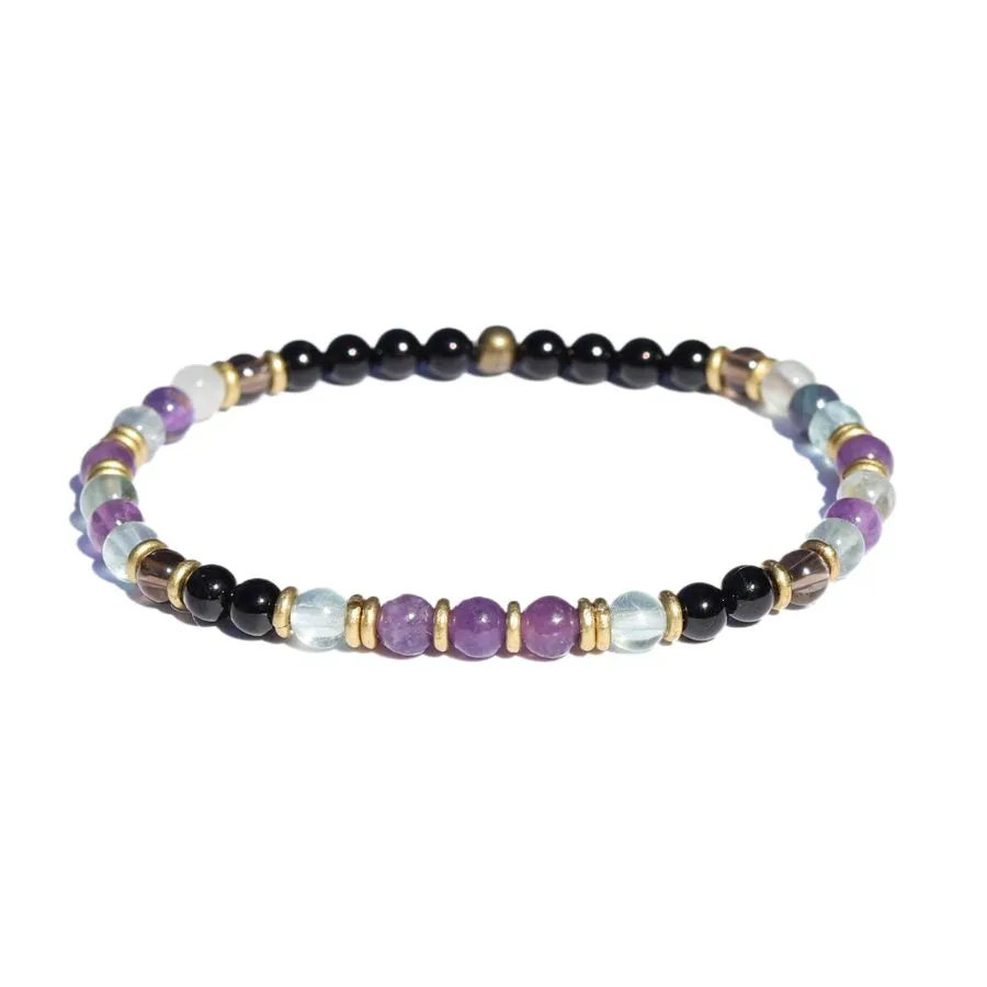 "Protection and Good Energy" Black Tourmaline and Smoky Quartz Delicate Bracelet