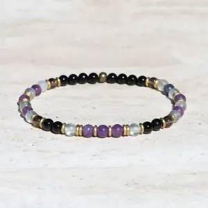 "Protection and Good Energy" Black Tourmaline and Smoky Quartz Delicate Bracelet
