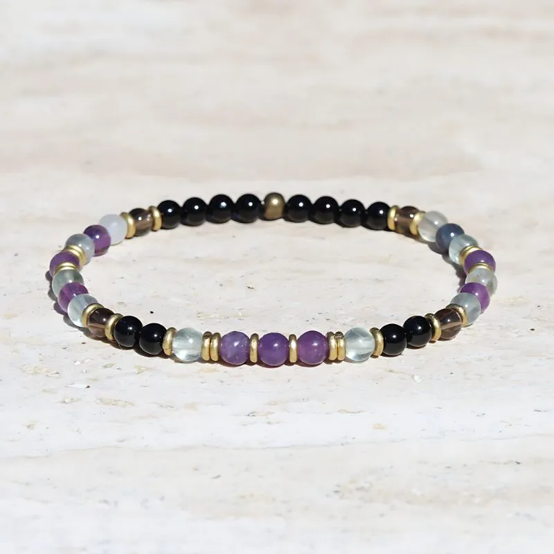 "Protection and Good Energy" Black Tourmaline and Smoky Quartz Delicate Bracelet