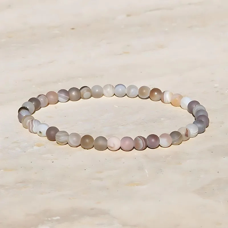 "Serenity" Matte Botswana Agate Delicate Bracelet
